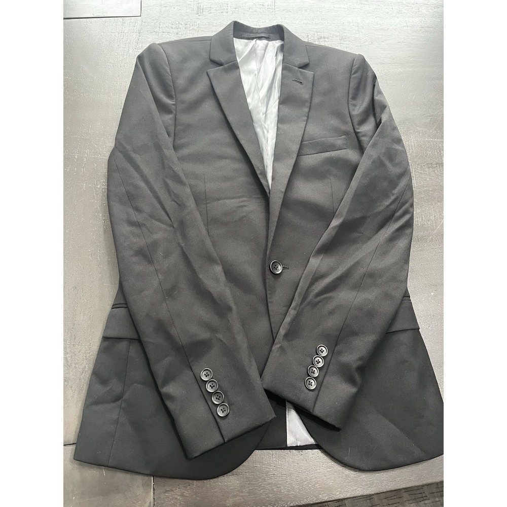 Mens Black Single Breasted One Button Blazer Sport Coat Lapel Slim Fit SZ 34